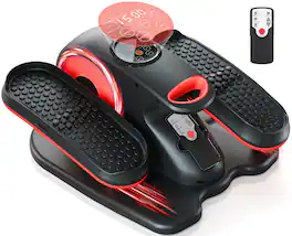 KERDOM - Under Desk Elliptical Machine, Quiet Electric Seated Pedal Leg Exerciser for Seniors, Forward & Reverse, Manual & Auto - Red