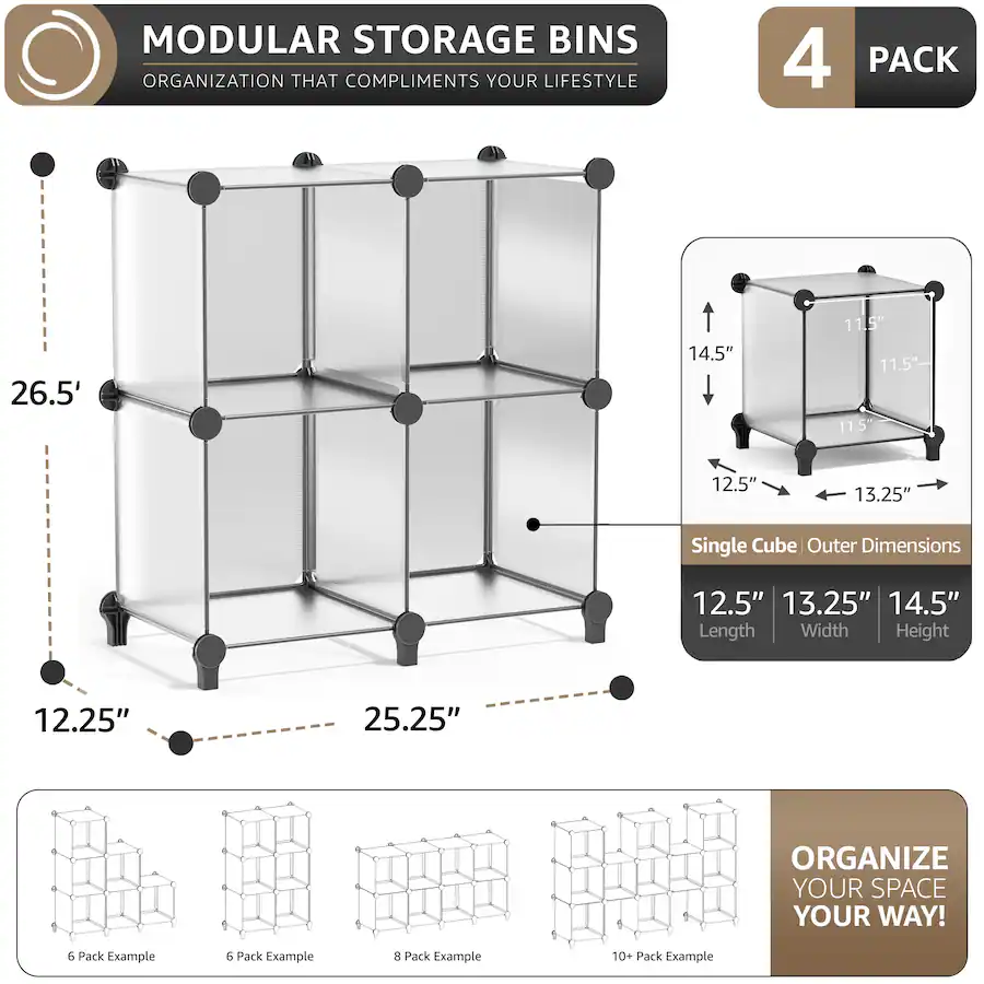 Waterproof Cuby Sorbus 4 Cube Storage Organizer –Waterproof Cubby Shelf Closet, Toys ...