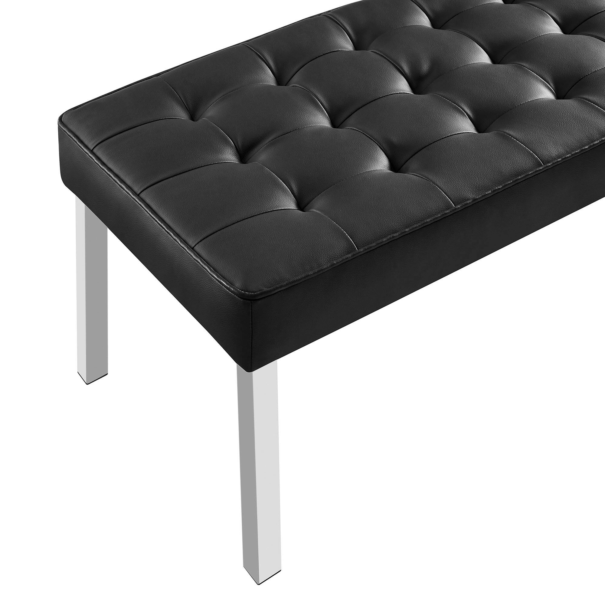 Alt View 4. Modway - Loft Tufted Vegan Leather Bench by Modway - Silver Black.