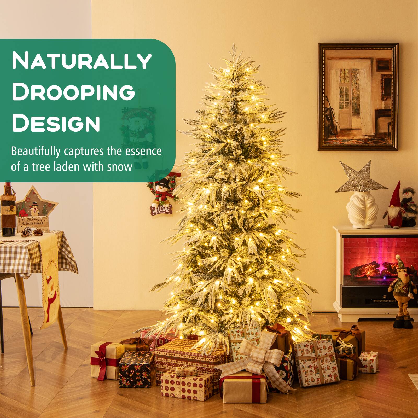 NATURALLY DROOPING DESIGN  
Beautifully captures the essence of a tree laden with snow  

Merry Christmas  
WELCOME