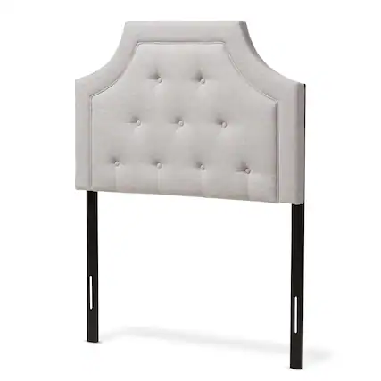 Front. Baxton Studio - Mars Modern and Contemporary Fabric Twin Size Headboard - Greyish Beige.