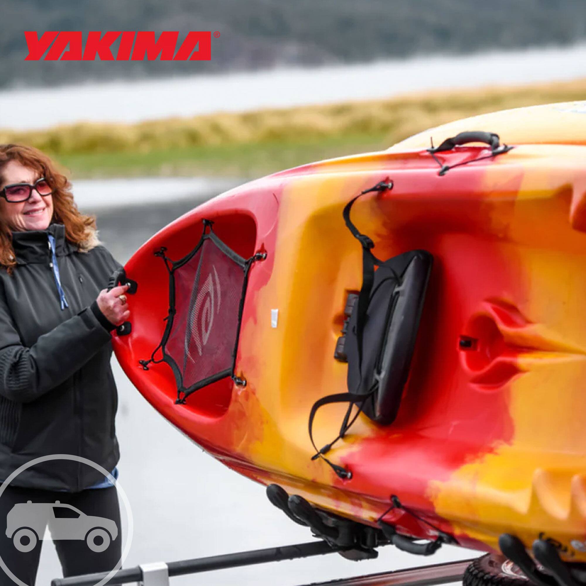 Alt View 4. Yakima - YAKIMA JayHook J-Cradle Rooftop 1 Kayak Mount, Roof Rack w/Padding & Tie Downs - Black.