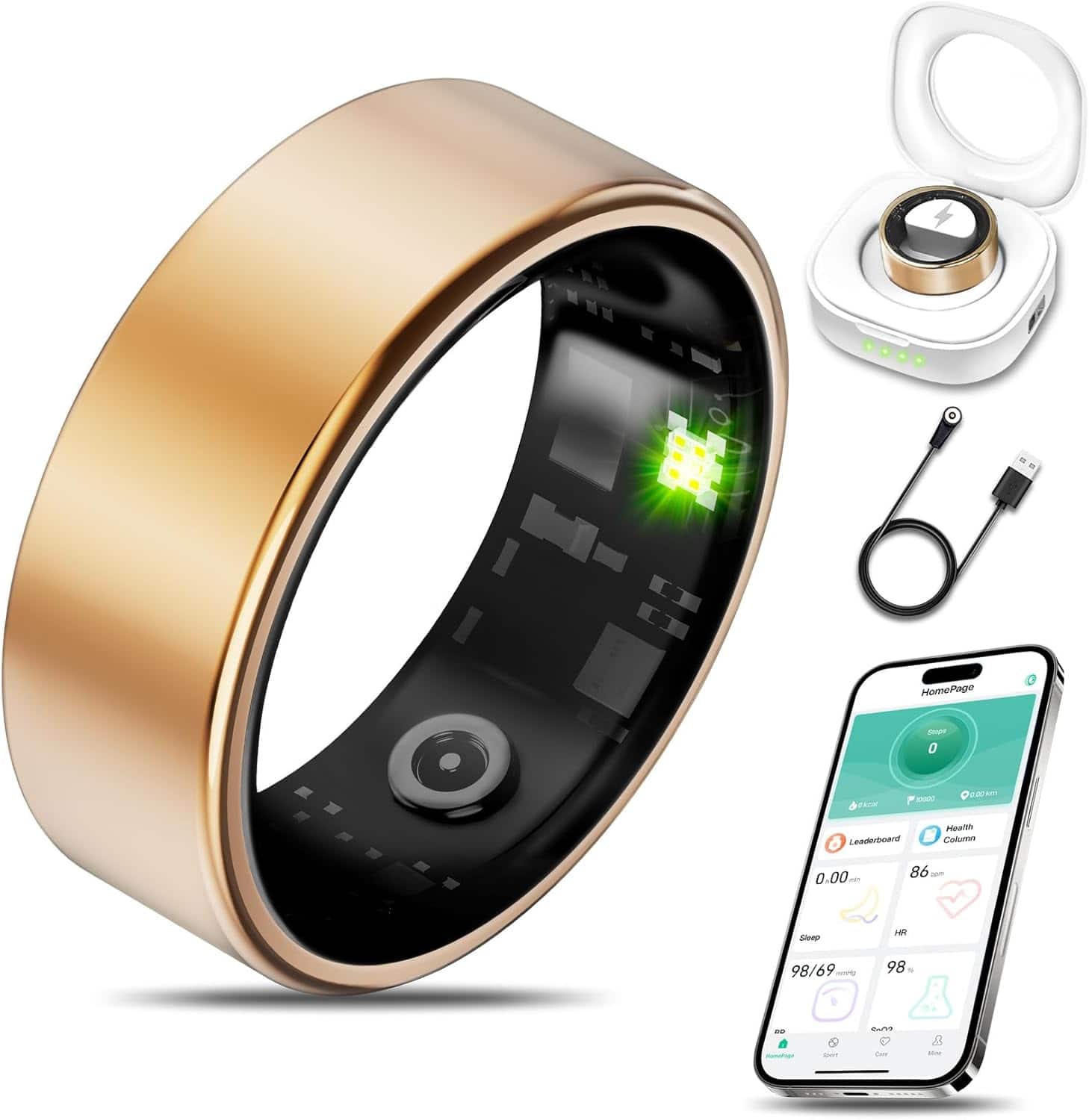 ACJPR - Smart Health Ring – Heart Rate & Sleep Tracker, IP68 - Rose Gold