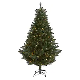 BreeBe - 6’ Northern Rocky Spruce Xmas Tree w/300 Lights & 838 Tips - Green
