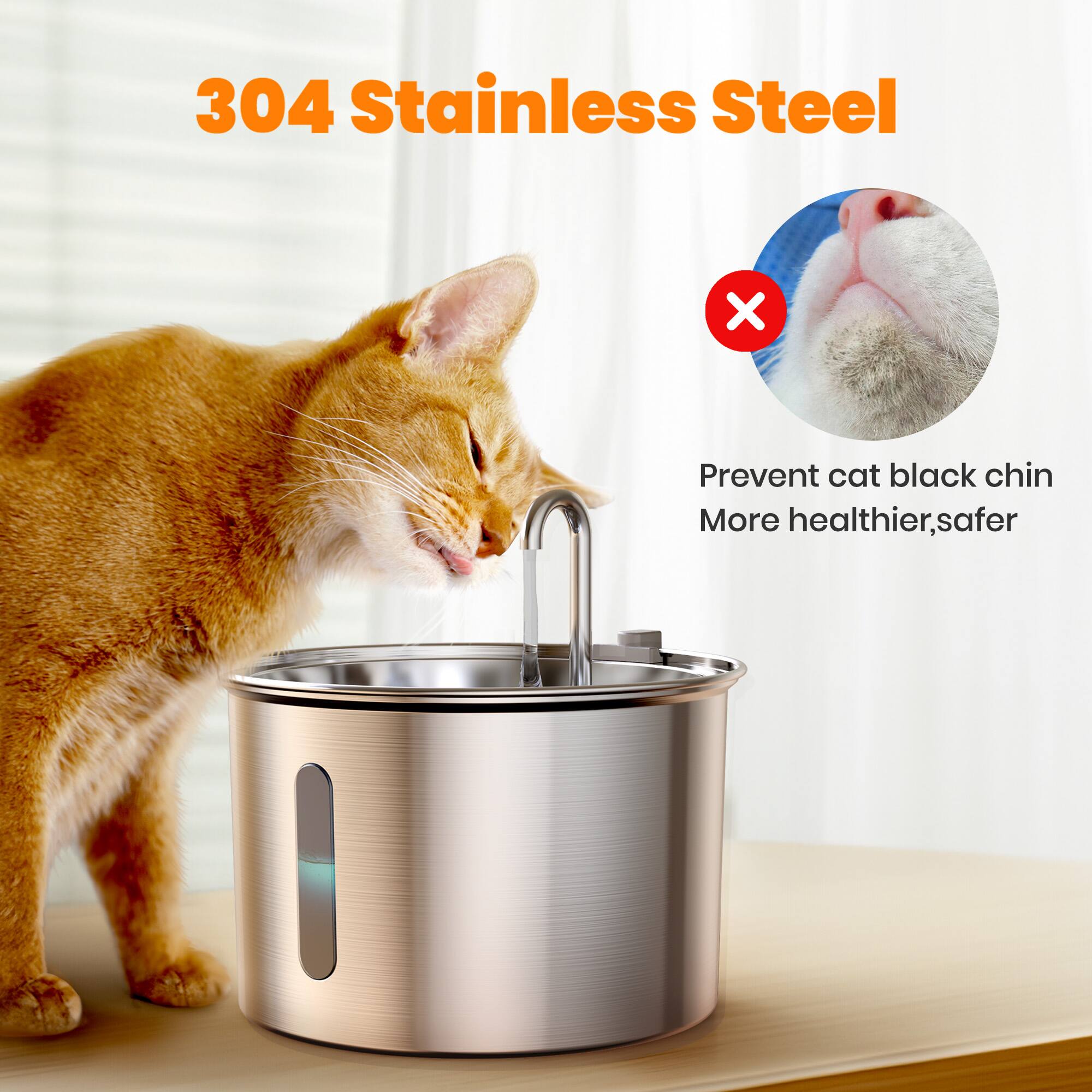 304 Stainless Steel

Prevent cat black chin
More healthier, safer