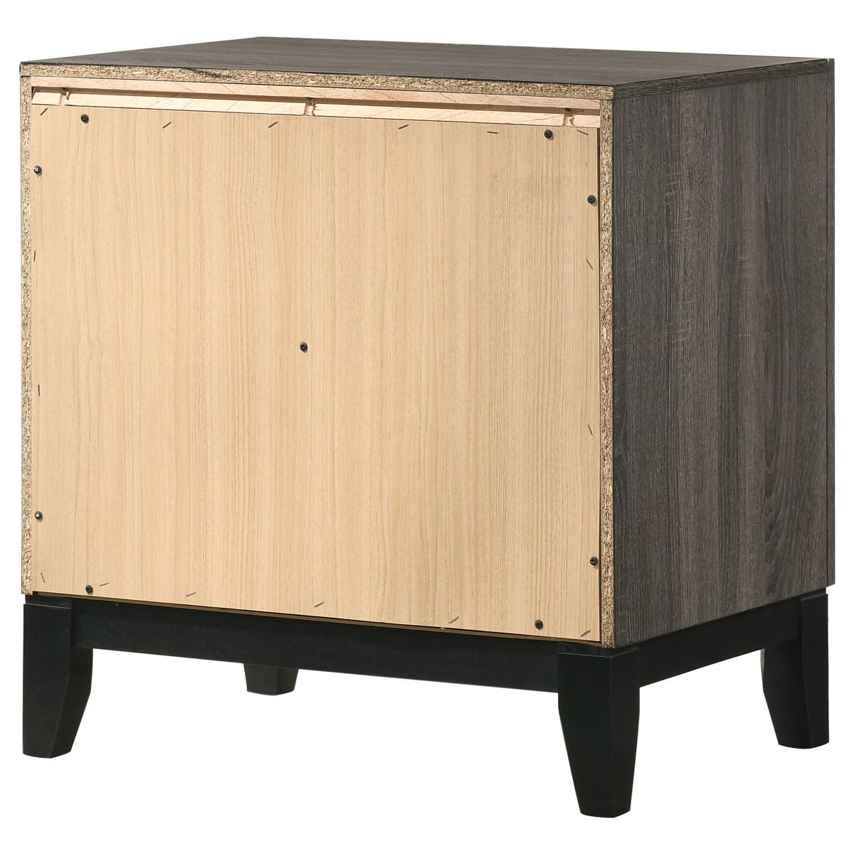 Alt View 2. Loheer - Loheer Grey Oak Two Drawer Nightstand with Metal Handles for Bedroom Storage - Grey Oak.
