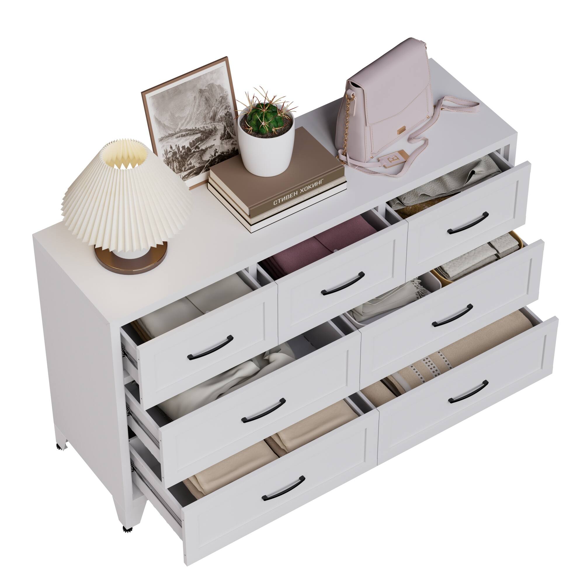 Alt View 7. Boyel Living - 7-Drawer Metal Dresser with Smooth-Glide Storage - White.