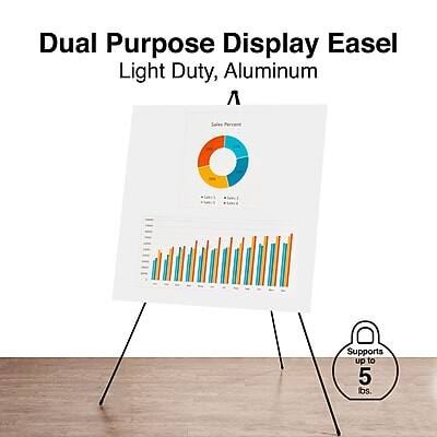 Dual Purpose Display Easel  
Light Duty, Aluminum  

Supports up to 5 lbs.