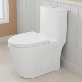 Loheer - One Piece Dual Flush Toilet, Seventeen Inch ADA Comfort Height, Elongated Bowl - Gloss White