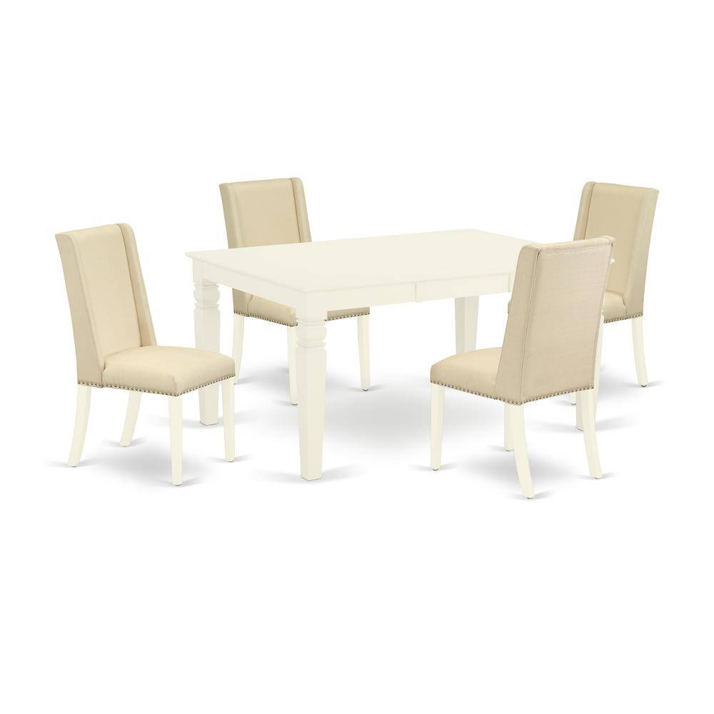 Back. East West Furniture - Dining Room Set Linen White - Linen White.