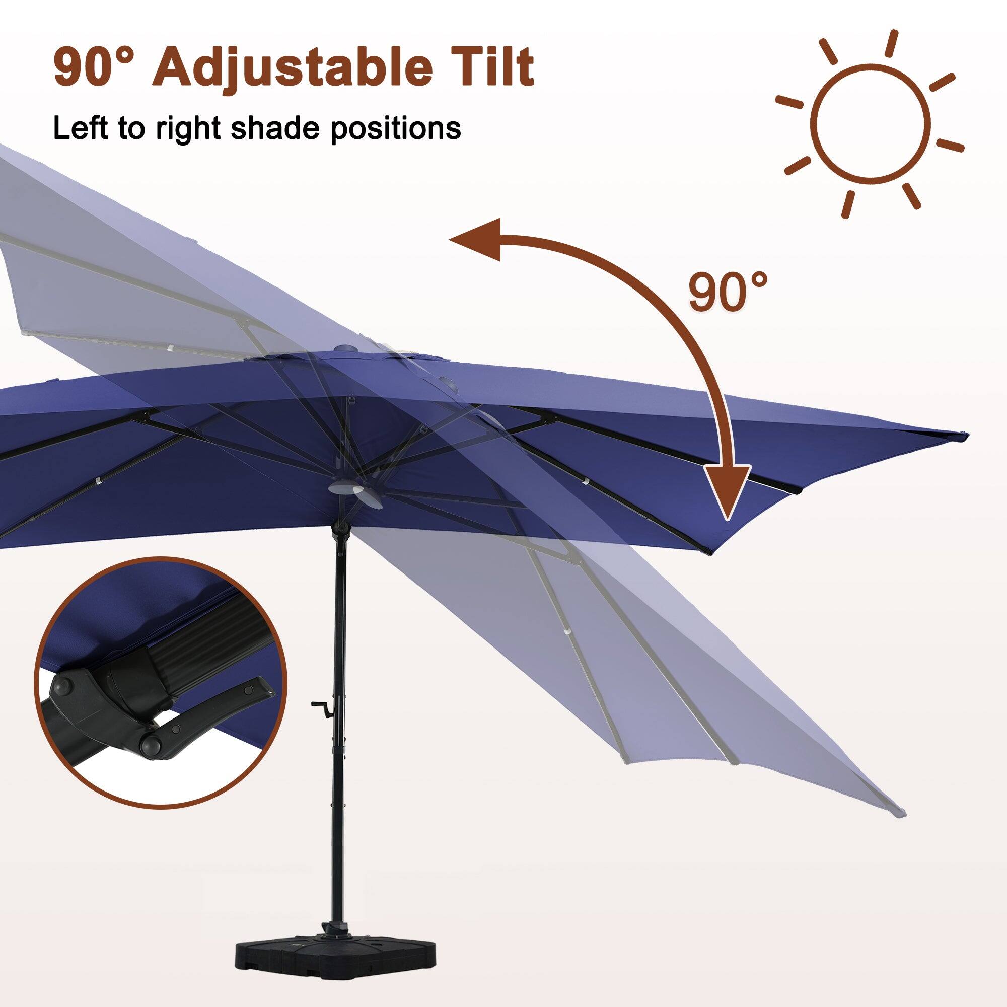 90° Adjustable Tilt  
Left to right shade positions