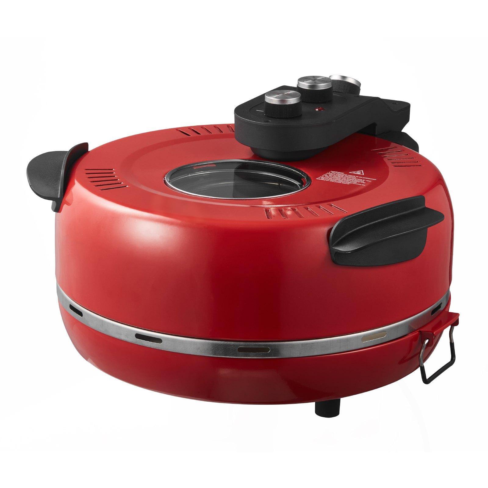 Alt View 10. Glintex - 14in Electric Pizza Oven Maker, 1600W with Stone, 5 Mode Temp Control, Viewing Window - Red.