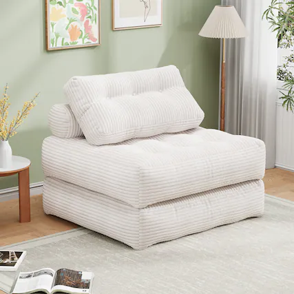 Front. COQOOL - Folding Sofa Bed, Convertible Sleeper Chair with Pillow Foldable Mattress with Back Support - white.