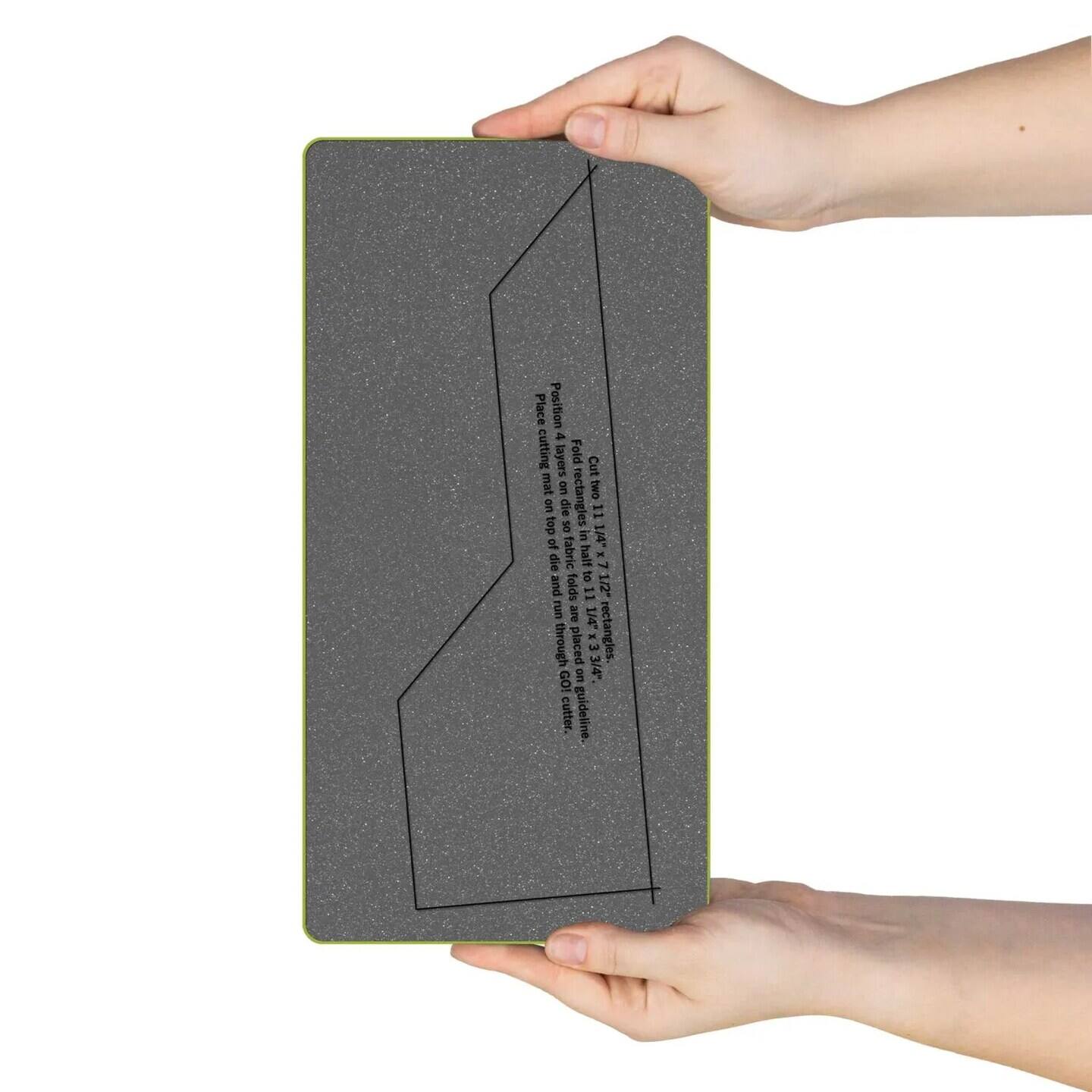 Position 4 layers on top of each other. Fold the cutting mat on two sides. Cut the rectangles 11 in 1/4" of the die cut fabric. Half of the folds are 1/2" and the other half are 1/4" through placed x3. Guideline.