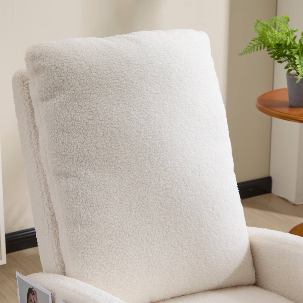 Alt View 9. Loheer - Loheer White Teddy Fleece Nursery Rocker Breastfeeding Glider Chair - White.