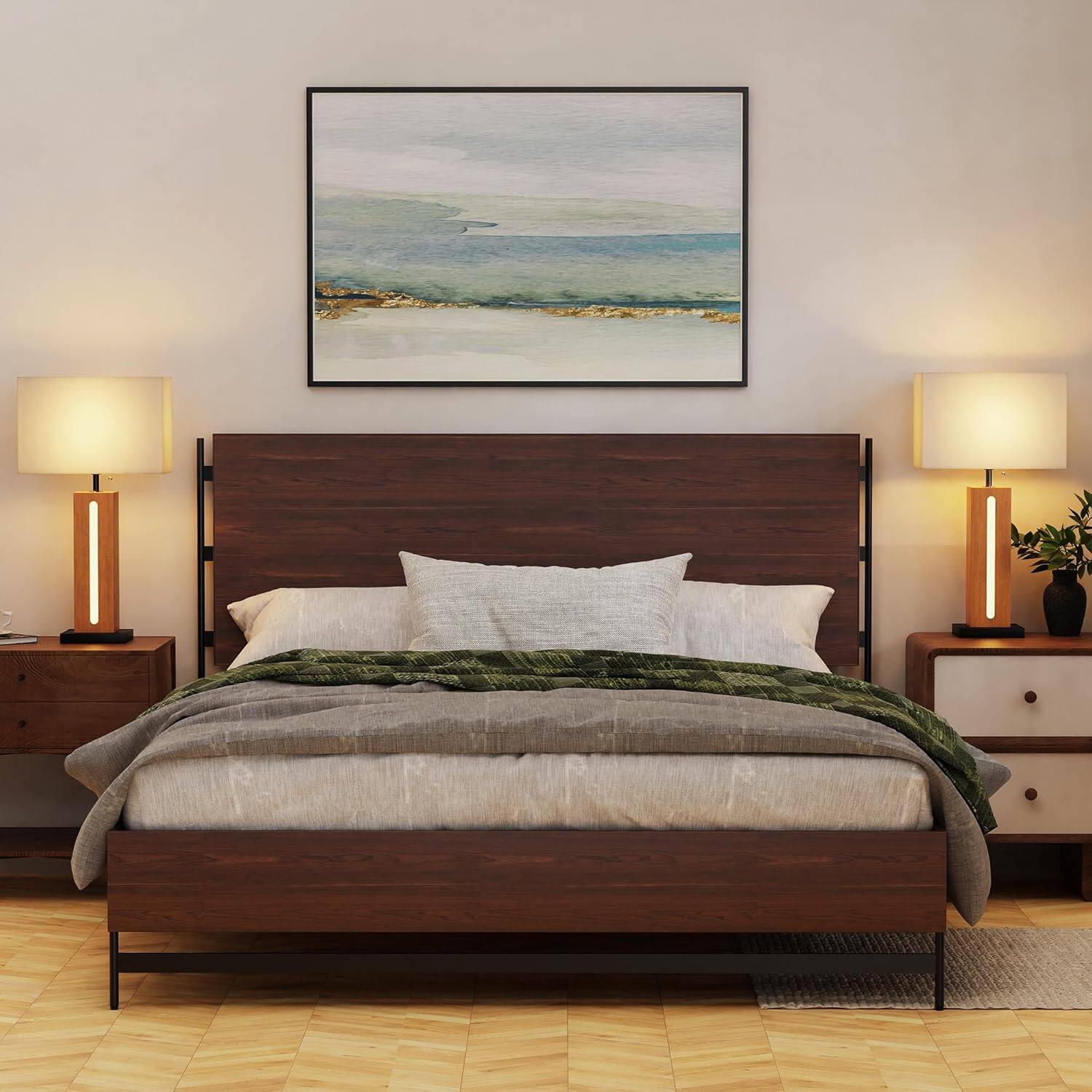 Left. Akoasm - Modern Dimmable Bedside Lamp Table Lamps Set of 2 with LED Nightlight for Living Room Bedroom.