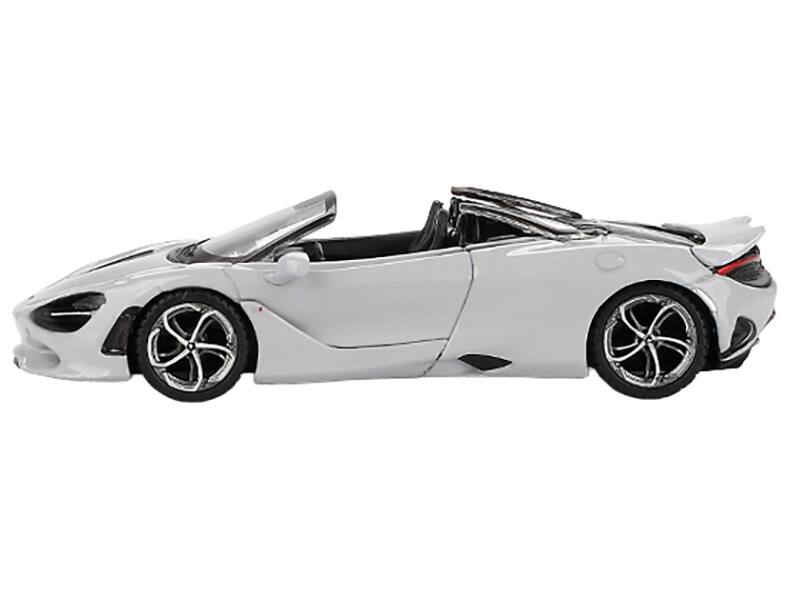 Angle. Mini GT - McLaren 750S Spider Cirrus Gray Limited Edition 1/64 Diecast Model Car by Mini GT - Gray.