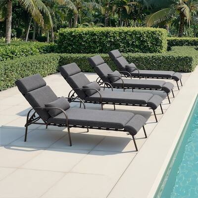 Alt View 8. Crestlive Products - Crestlive Products Set of 2 Brown Metal Frame Adjustbale Chaise Lounge Chair with Cushion and Pillow - Dark Gray.