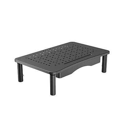 Front. Staples TECH - Staples TECH Adjustable Monitor Stand with Drawer, Black (ST62819-CC) - Black.