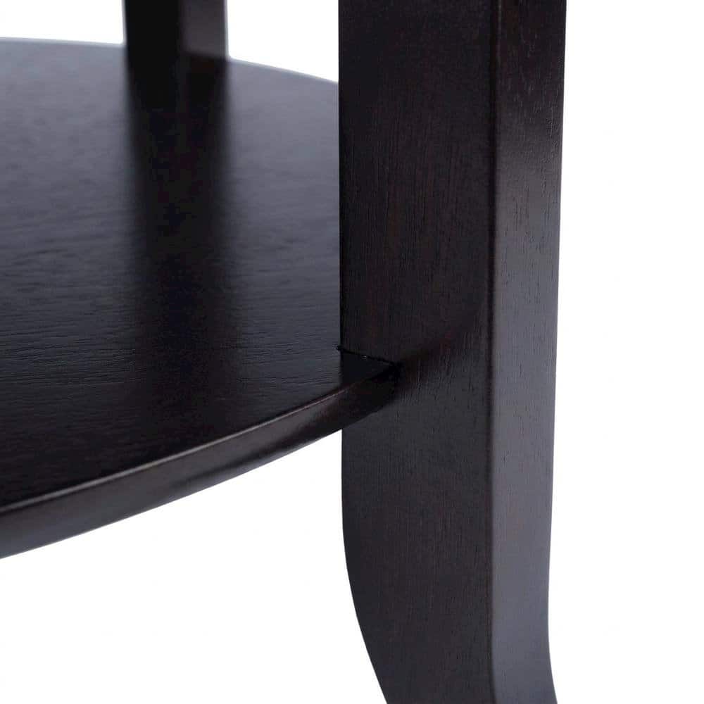 FurniFact - Transitional Solid Wood Coffee Table with Glass Inset Top - Espresso
