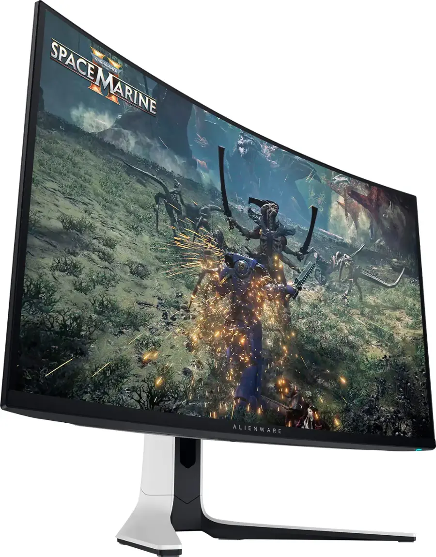 Warhammer Space Marine is displayed on the Alienware computer monitor.