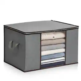 Garnen - Clothes Storage Bins with Lids Under Bed Blanket Storage Bags, Foldable Closet Storage Box Fabric Clothing Storage Boxes - Gray