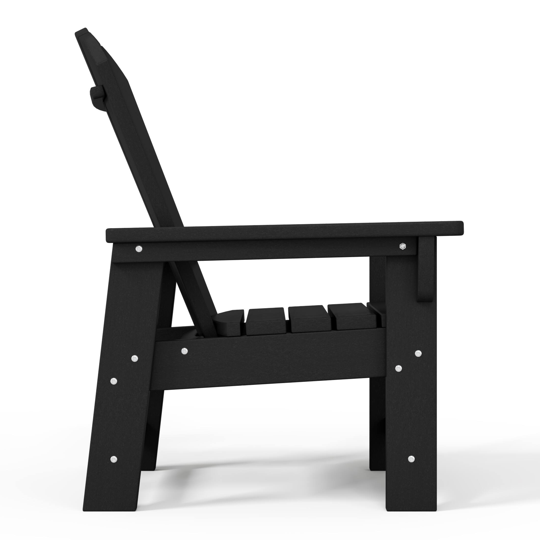 Alt View 1. WestinTrends - WestinTrends Malibu 2-Piece Kids Outdoor HDPE Adirondack Chair With Square Side Table Set - Black.