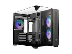Front. GAMDIAS - Gamdias ATLAS M3M 3-side glass pc case micro-ATX mATX min-ATX iTX, 3x120mm ARGB fans PWM, 400mm GPU - Black.