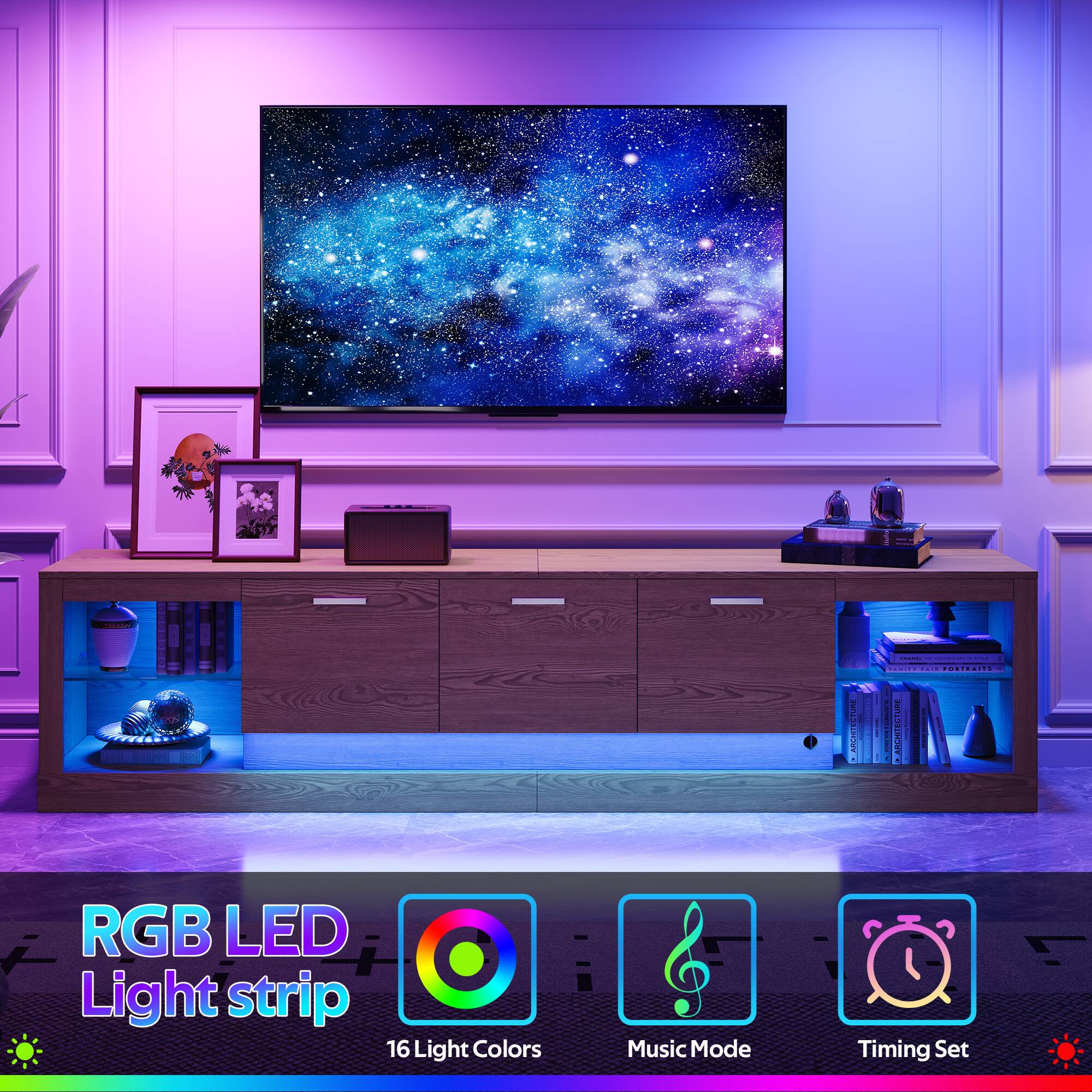 RGB LED Light strip  
16 Light Colors  
Music Mode  
Timing Set