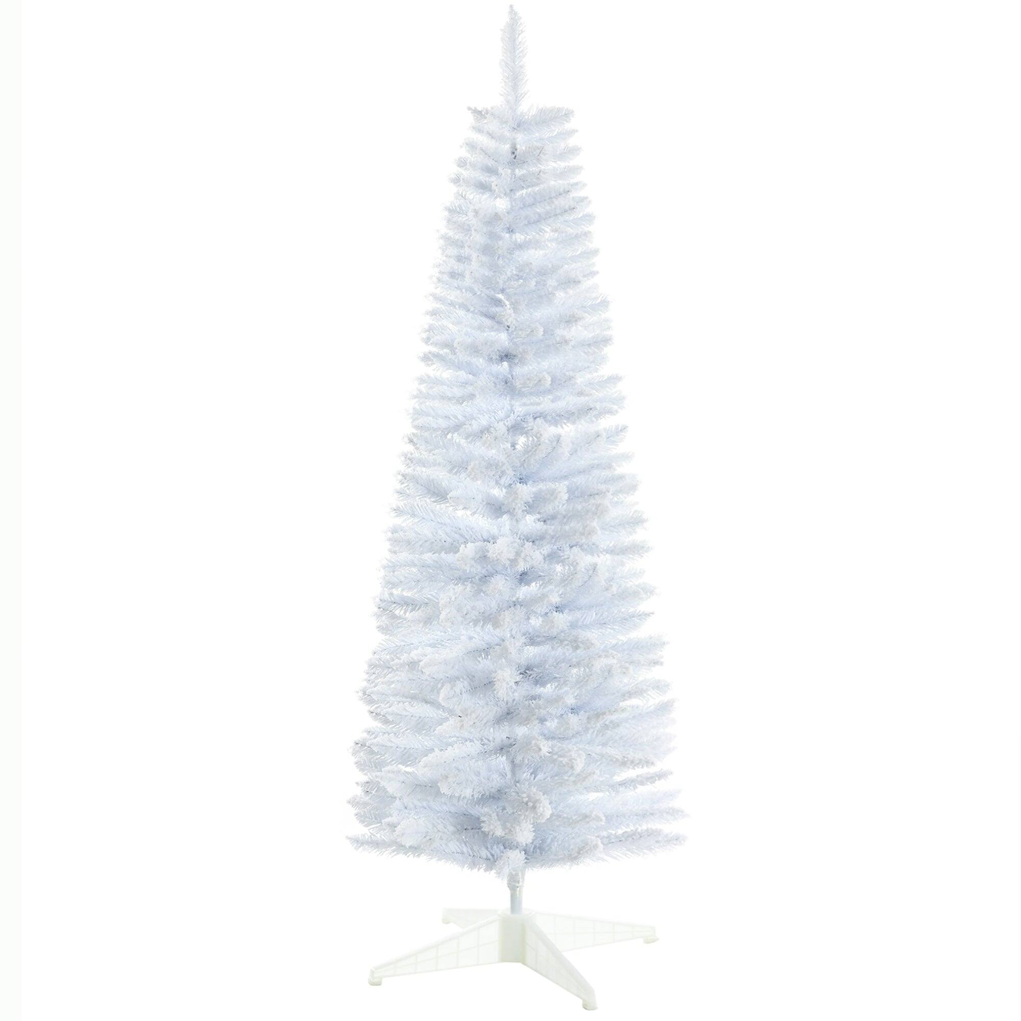 Alt View 6. BreeBe - 5 ft Snow Flocked Artificial Pencil Christmas Tree - White.