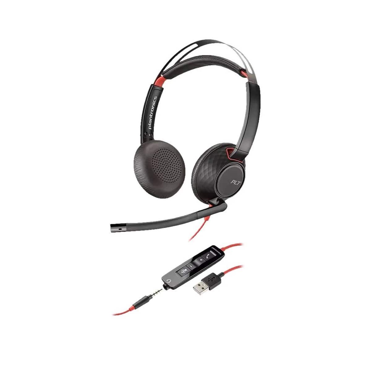 Polycom - Blackwire 5220 USB-C Wired Stereo Headset with USB-C to USB-A Adapter, Black
