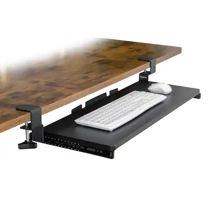 Front. Mount-It! - Clamp-On Keyboard Tray 30" x 11" – Adjustable Under-Desk Ergonomic Platform, Black - Black.