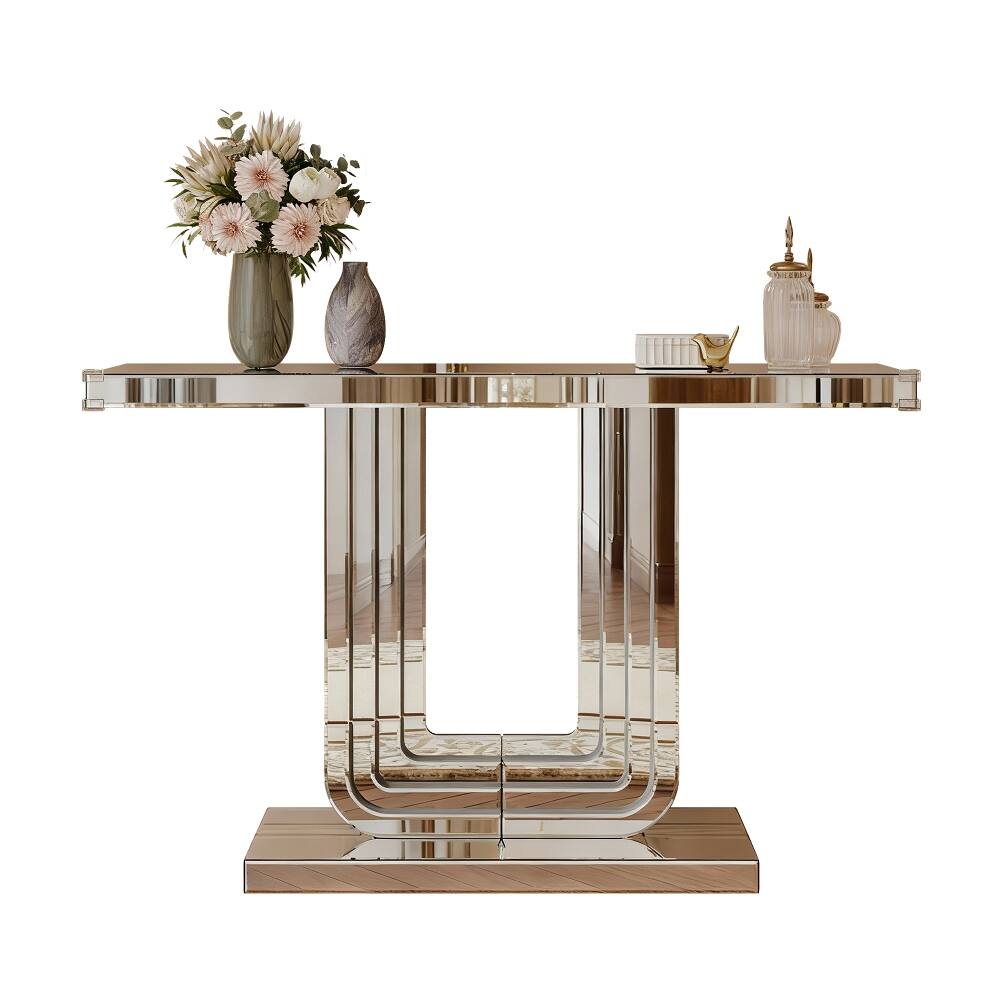 Alt View 9. Loheer - Loheer Mirrored Console Table Silver Finish 47 Inch - Silver.