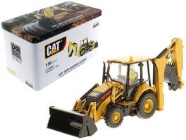 CAT Caterpillar 432F2 Backhoe Loader with Operator "High Line Series" 1/50 Diecast Model by Diecast Masters - Yellow And Black