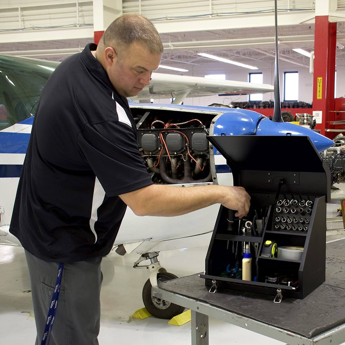 Alt View 5. Fabibe - Hand Held Shopbox Black (sb150b) - Triangle lid design locks tools in place when closedSteel socket tines and a tool ... - Default.