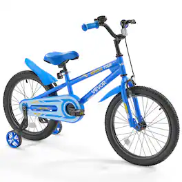 VEVOR - Kids Bike, 18 Inches BMX Style Children Bicycle, Rider Height 3.61 ft - 4.59 ft, Training Wheels Included - Blue
