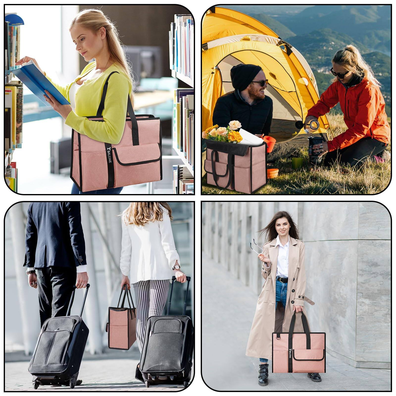 Alt View 3. HOMLUX - Large Utility Tote Bag with Multi Pockets Foldable Tote Bag.