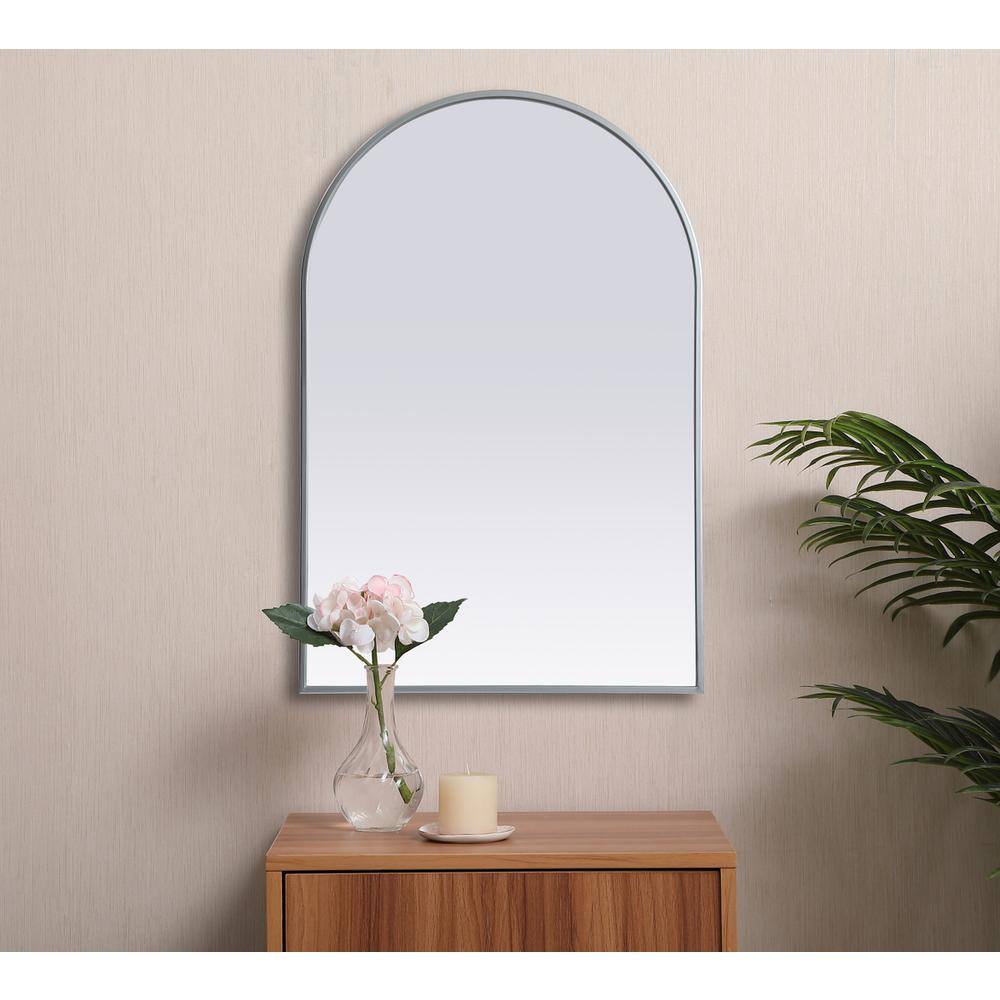 Alt View 6. Elegant Decor - Metal Frame Arch Mirror 24x36 Inch in Silver - Silver.