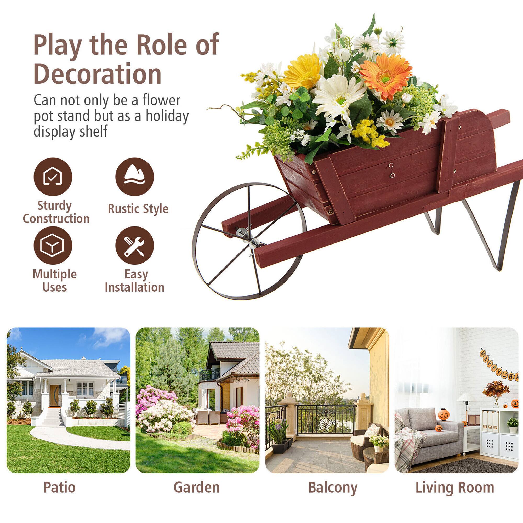 Play the Role of Decoration  
Can not only be a flower pot stand but as a holiday display shelf  

Sturdy Construction  
Rustic Style  
Multiple Uses  
Easy Installation  

Patio  
Garden  
Balcony  
Living Room