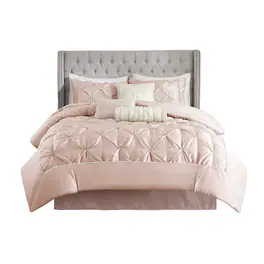 Gracie Mills - Shelby 7-Piece Padded Comforter Set - Blush