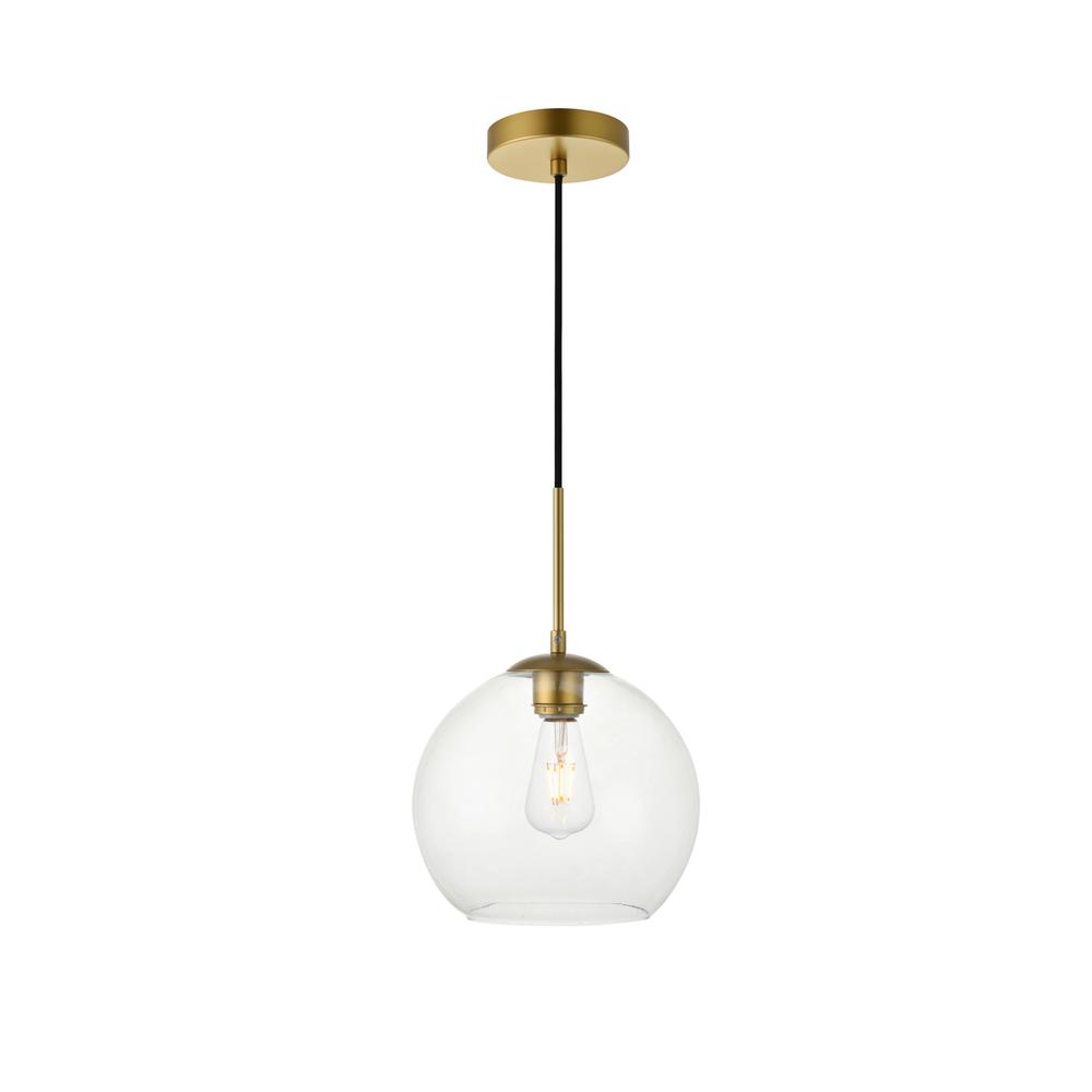 Alt View 3. Living District - Baxter 1 Light Brass Pendant With Clear Glass - Brass And Clear.