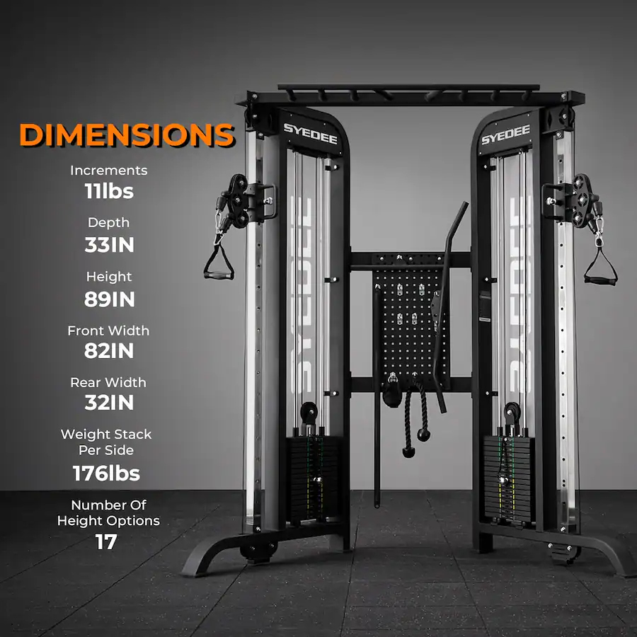 Syedee Functional Trainer with 352lbs Weight Stack, 2:1&1:1 Ratio ...