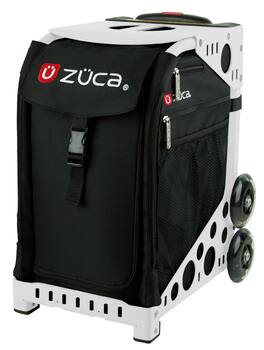 Zuca - Sport Obsidian Insert Bag & White Frame with Flashing Wheels - Black
