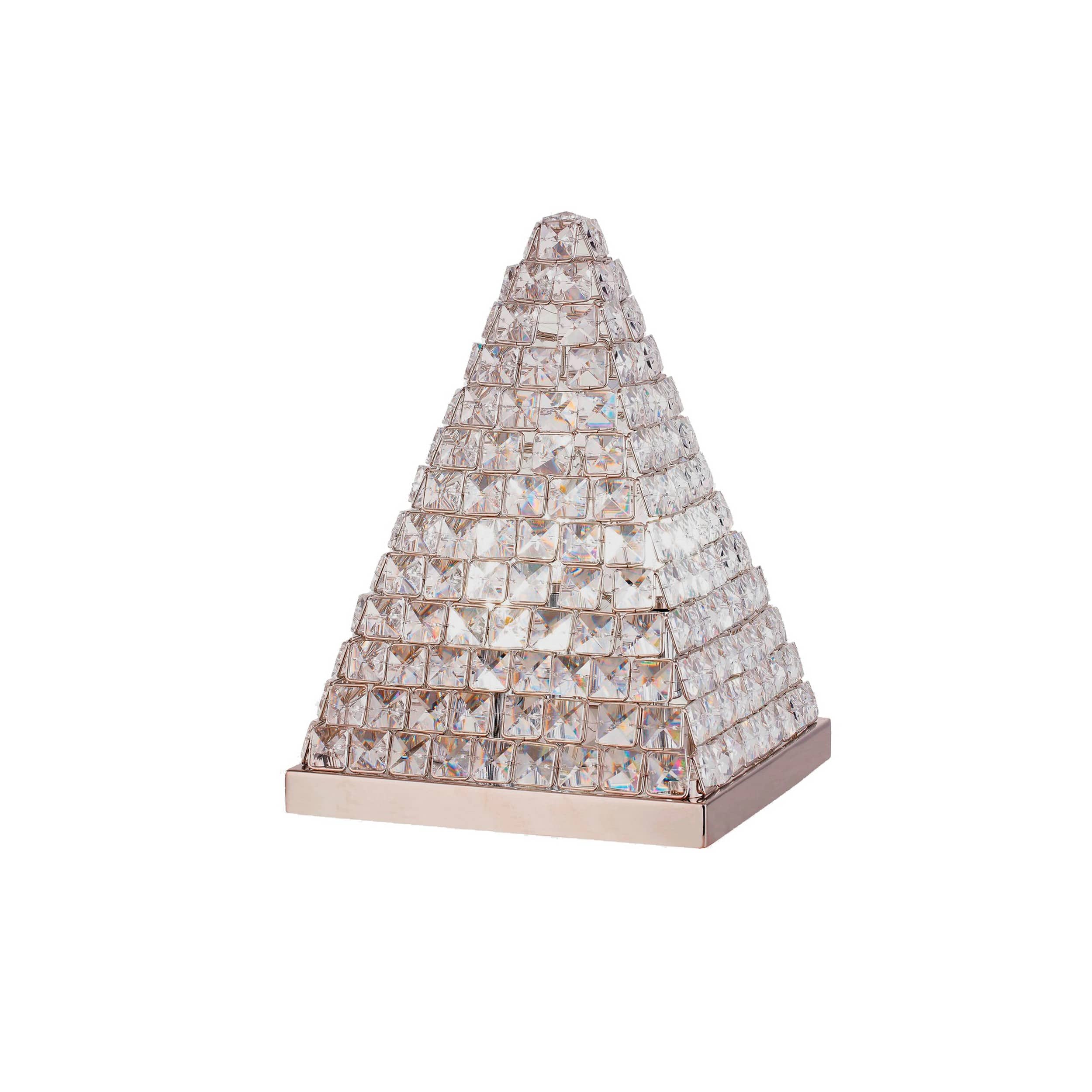 Manhattan Lane - 14 Inch Table Lamp, Crystal Pyramid Shaped Frame, Stone Studded - Nickel