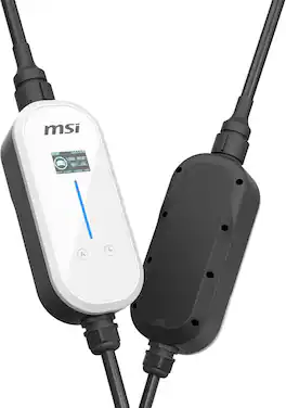 MSI - EZgo NACS, 40A/9.6Kw, Level 1/2 Portable Charger with NEMA 5-15&NEMA 14-50 Plug - White