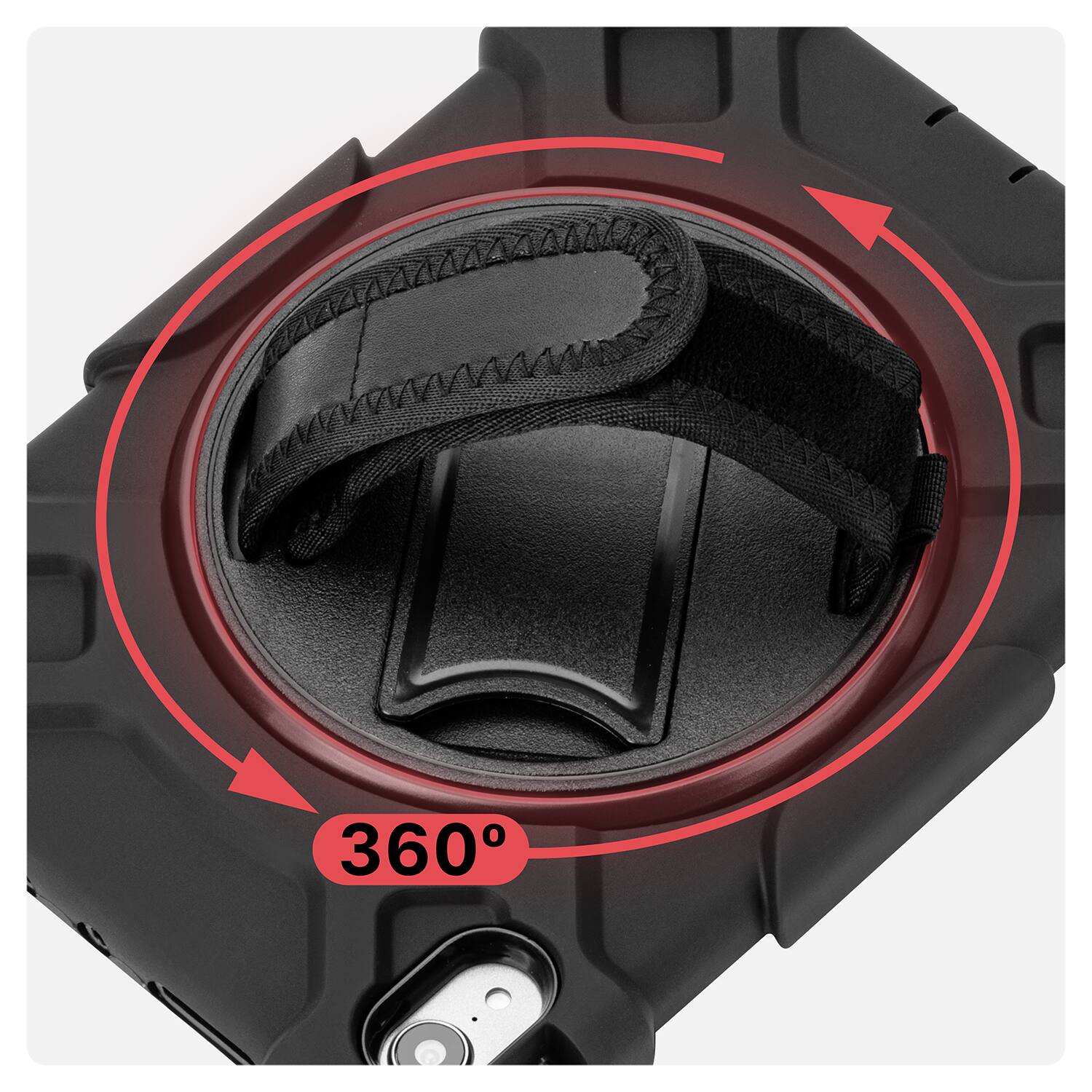 Angle. Vena - For Apple iPad Mini 6 Case with Pencil Holder, iPad Mini 7 Case with 360° Rotating Stand, iPad A17 Pro Case Cover, Black - Black.