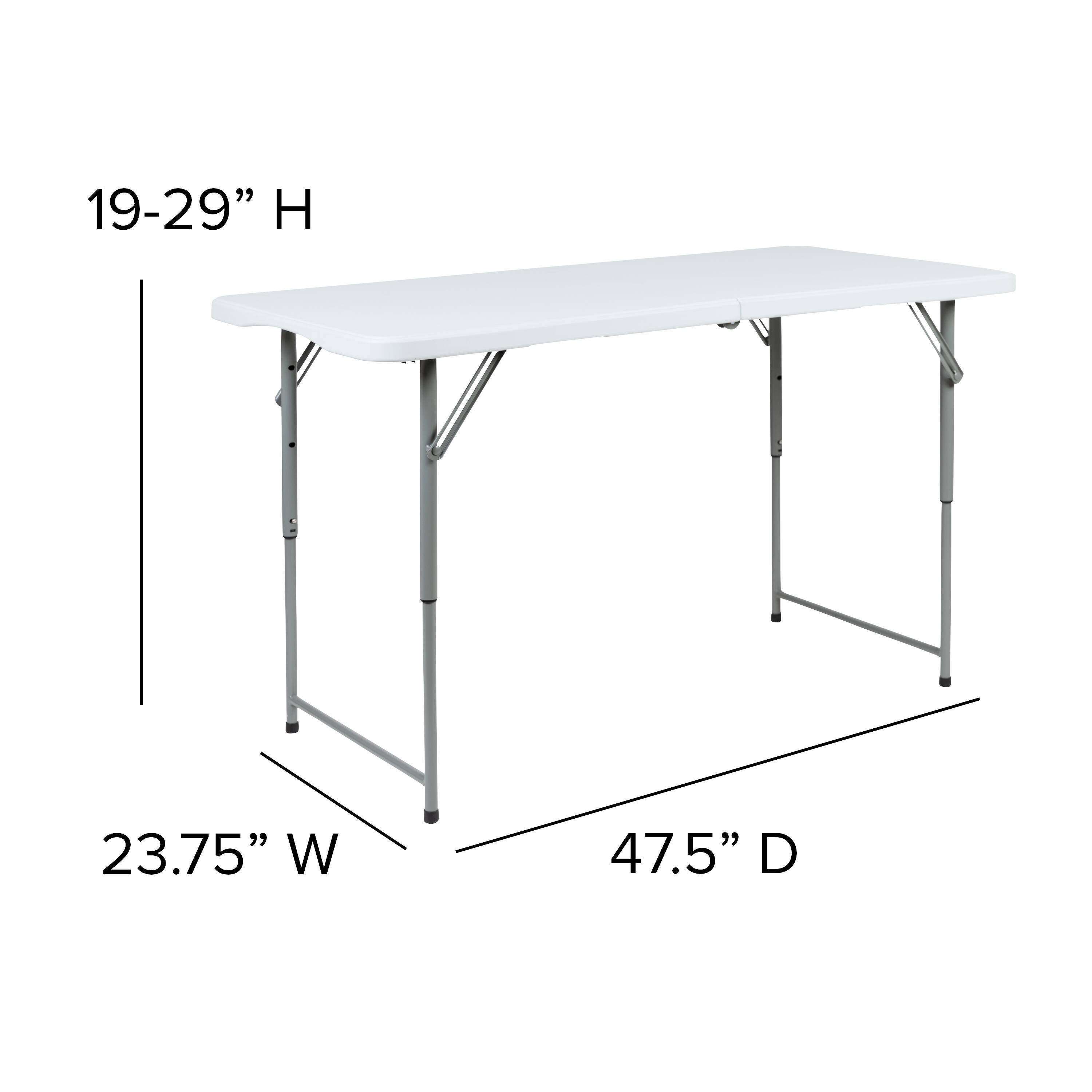 Alt View 16. Alamont Home - Height Adjustable Bi-Fold Plastic Folding Table with Carrying Handle - Granite White.
