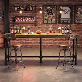 Tribesigns - 70.9" Solid Wood Bar Table, Long Counter Height Pub Table - Brown