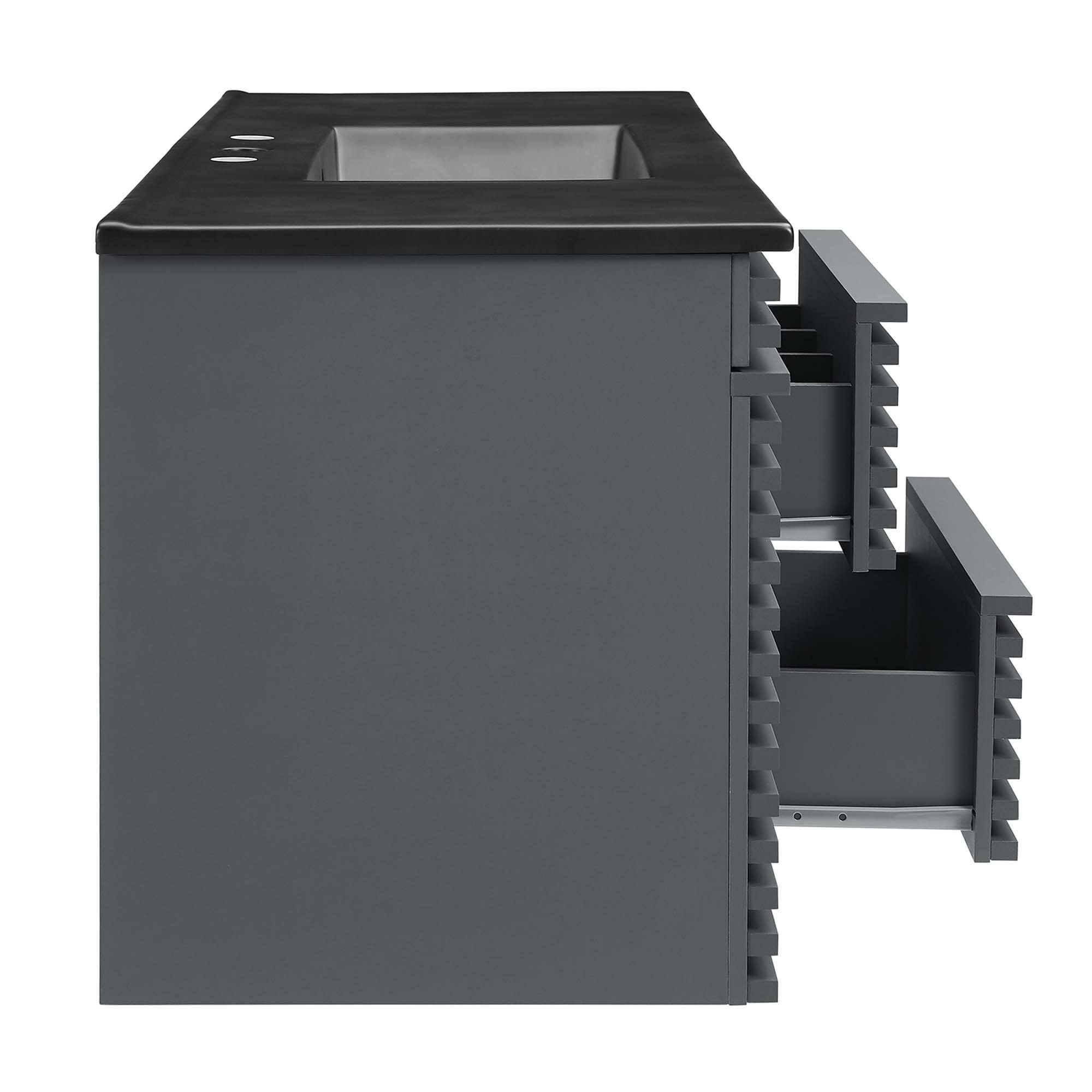 Alt View 4. Modway - Render 48" Wall-Mount Bathroom Vanity Basin Included by Modway - Gray Black.