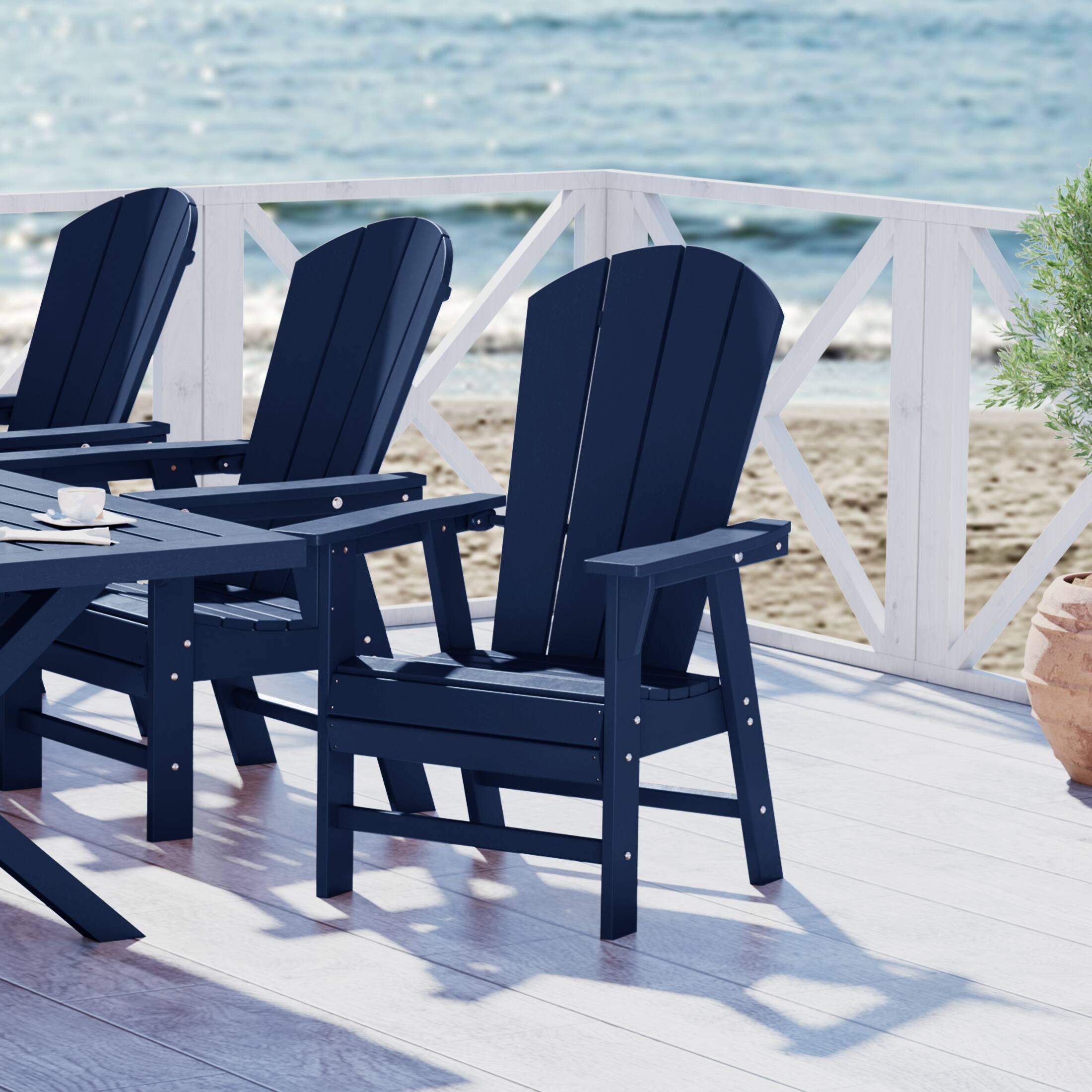 Angle. WestinTrends - WestinTrends Malibu Outdoor Patio HDPE Plastic Adirondack Dining Chair - Navy Blue.